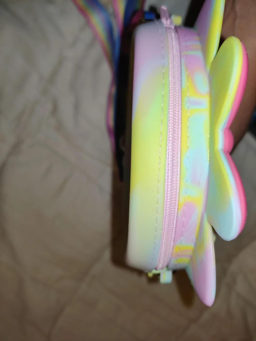 Source Unknown Pastel Rainbow Cat Pop Bubble Crossbody Bag with Pink Bow